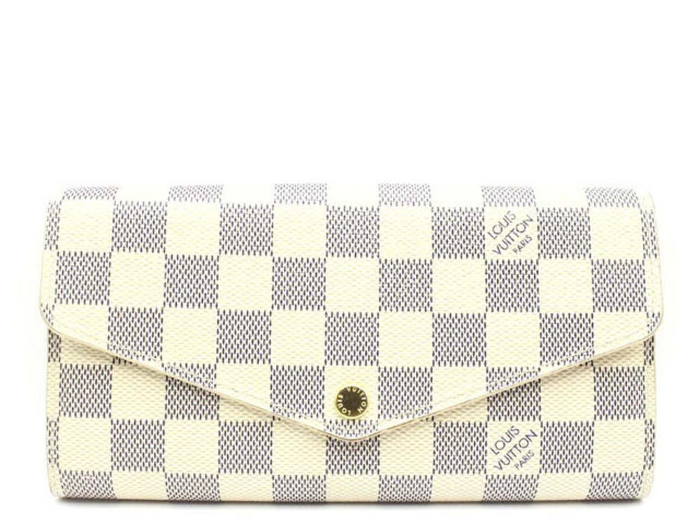 LOUIS VUITTON Portefeuille Sarah Long Wallet Damier Azur White